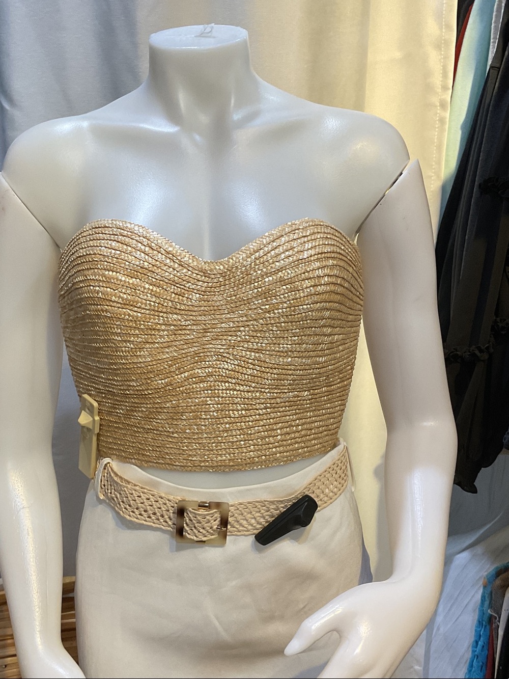 cult gaia Natural Tan Strapless Bustier Top